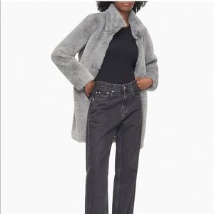Calvin Klein Faux Fur Zip Front Coat